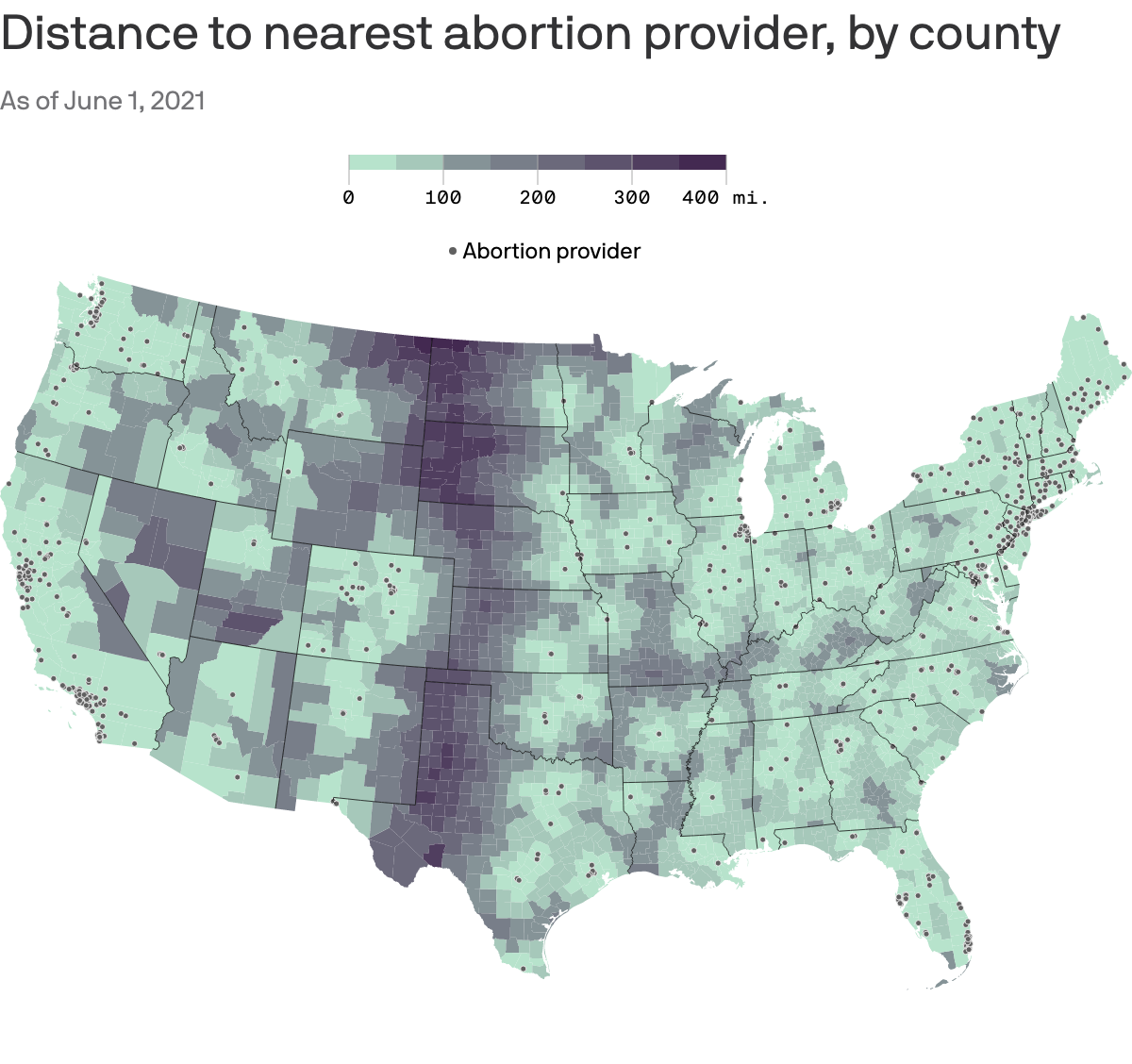 Distance to abortion map